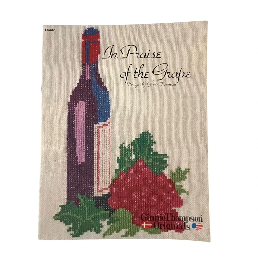 Ginnie Thompson In Praise of the Grape Cross Stitch Pattern Book Vintage 1981